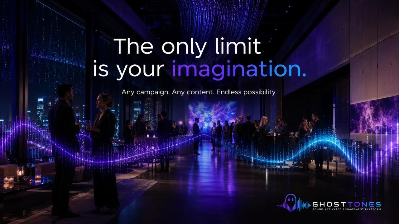 Event lounge with GhostTones wave and headline The only limit is your imagination.